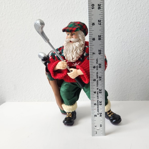 Vintage Terrys Village Christmas Golfing Santa With Golf Bag And Clubs 9in Tall - Picture 10 of 11